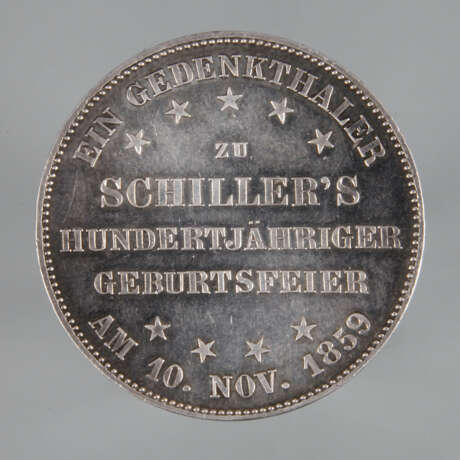 Gedenktaler Frankfurt 1859 Schiller - Foto 1