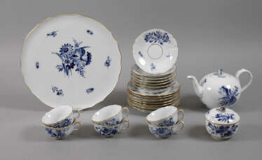 Meissen Teeservice "Blaue Blume mit Insekten"