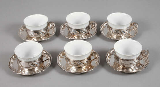 Rosenthal sechs Tassen mit Silbermontur - photo 1
