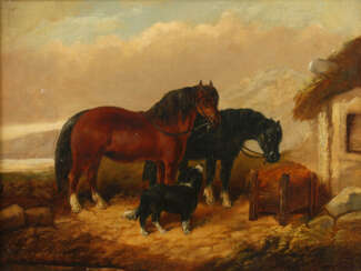 George Armfield, zugeschrieben, Pferde mit Hund