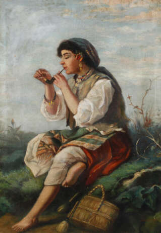 Mihaly Szobonya, Rauchendes Zigeunermädchen - Foto 1