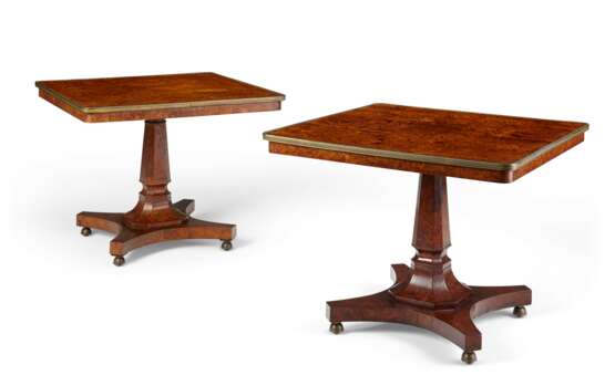 PAIR OF NORTH EUROPEAN BURL WALNUT AND GILT-METAL TABLES - photo 1