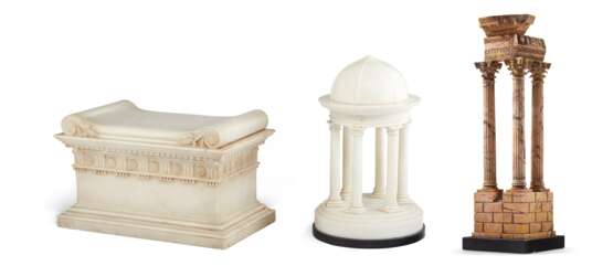 ITALIAN WHITE MARBLE MODEL OF A BENCH, MODEL OF A ROTUNDA, AND MODEL OF THE TEMPLE OF VESPASIAN - photo 1