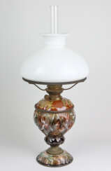Majolika Petroleumlampe um 1900