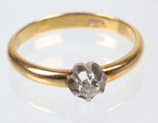 Diamant Solitär Ring - Gelbgold/WG 585