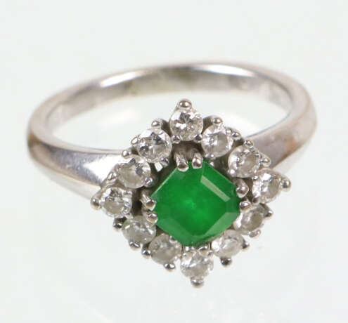 Smaragd Brillant Ring - Weissgold 585 - фото 1
