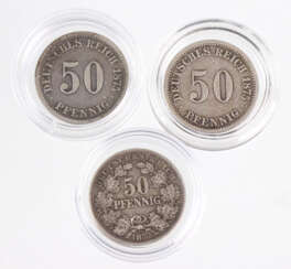 3 x 50 Pfennig Dt. Reich 1875C u. 1877E