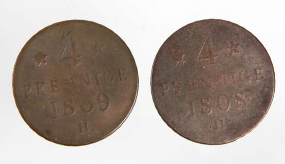 2 x 4 Pfennige Sachsen 1808/09 - Foto 1