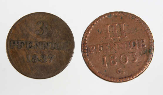 2 x 3 Pfennige Sachsen 1803/37 - Foto 1