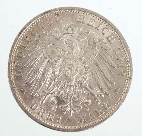 3 Mark Wilhelm II Preussen 1912A - фото 2