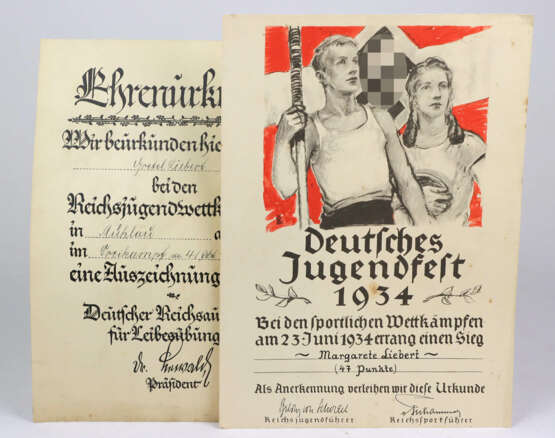 2 Sport-Urkunden 1932/34 - фото 1