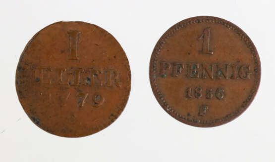 1 Heller u. 1 Pfennig Sachsen 1779C/1856F - фото 1