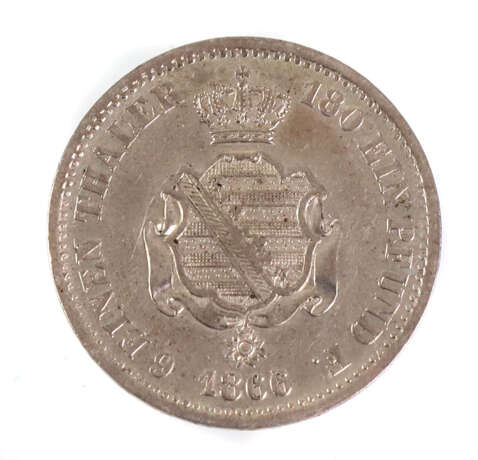 1/6 Taler Sachsen 1866 B - фото 1