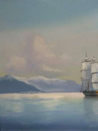 Design Gemälde, Gemälde „Schiff vor der Küste“, Leinwand, Ölfarbe, Landschaftsmalerei, 2020 - Foto 3