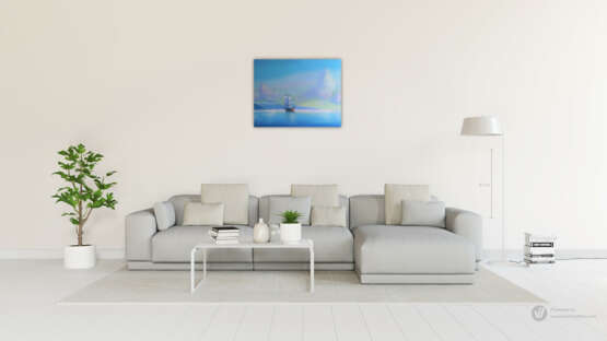 Design Gemälde, Gemälde „Schiff vor der Küste“, Leinwand, Ölfarbe, Landschaftsmalerei, 2020 - Foto 4
