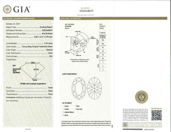 FANCY DEEP GRAYISH YELLOWISH GREEN DIAMOND RING OF 1.54 CARATS WITH GIA REPORT - Foto 5