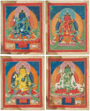 A GROUP OF NINETEEN SMALL PAINTED THANGKAS - photo 2