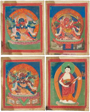 A GROUP OF NINETEEN SMALL PAINTED THANGKAS - photo 4