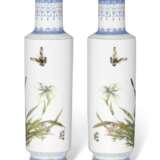 A PAIR OF FAMILLE ROSE 'BUTTERFLIES AND FLOWERS' VASES - photo 2