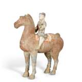 A PAINTED POTTERY HORSE AND RIDER - photo 1