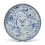 A GROUP OF FIVE BLANK DOUCAI 'LANDSCAPE CARTOUCHE AND PEONY SCROLL' SAUCER DISHES - фото 3