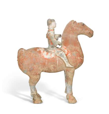 A PAINTED POTTERY HORSE AND RIDER - фото 2