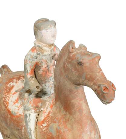 A PAINTED POTTERY HORSE AND RIDER - photo 5
