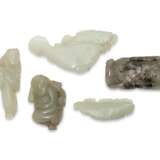 A GROUP OF FIVE JADE CARVINGS - photo 1