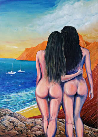 Design Painting “Girlfriends”, Canvas on the subframe, Oil paint, Realist, Genre Nude, 2020 - photo 2