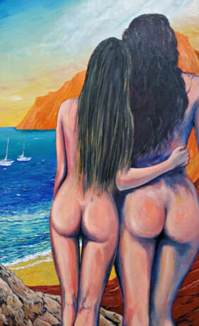 Design Painting “Girlfriends”, Canvas on the subframe, Oil paint, Realist, Genre Nude, 2020 - photo 4