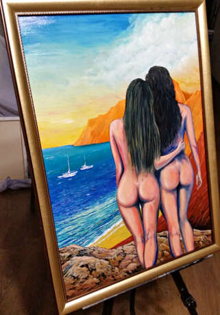 Design Painting “Girlfriends”, Canvas on the subframe, Oil paint, Realist, Genre Nude, 2020 - photo 5