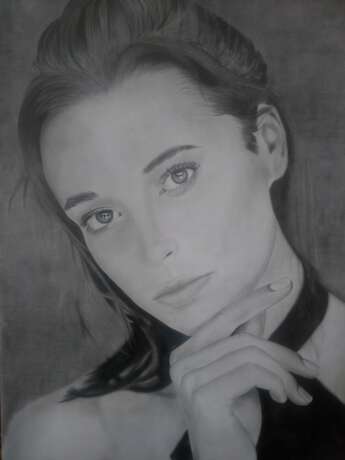 Drawing “Portrait of a Girl # 1”, Paper, Pencil, Realist, 2020 - photo 1