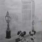 Mickey and Minnie in London Papier Bleistift Pop Art Landschaftsmalerei 2020 - Foto 1
