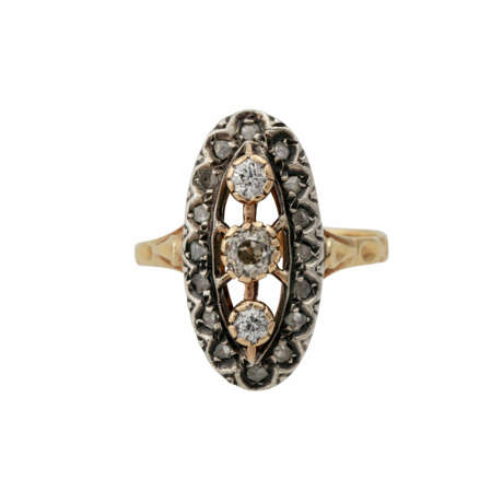 Ring mit 3 Altschliffdiamanten, zusammen ca. 0,4 ct, - photo 2