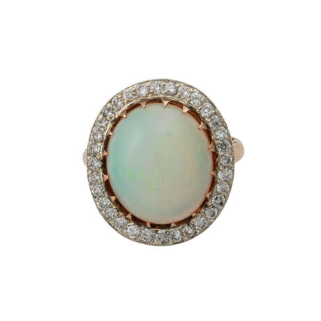 Ring mit ovalem Opal entouriert von Brillanten - Foto 2
