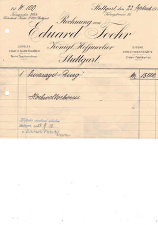 RARITÄT: Art Déco Smaragdring mit orginial Rechnung von 1918! - Foto 6
