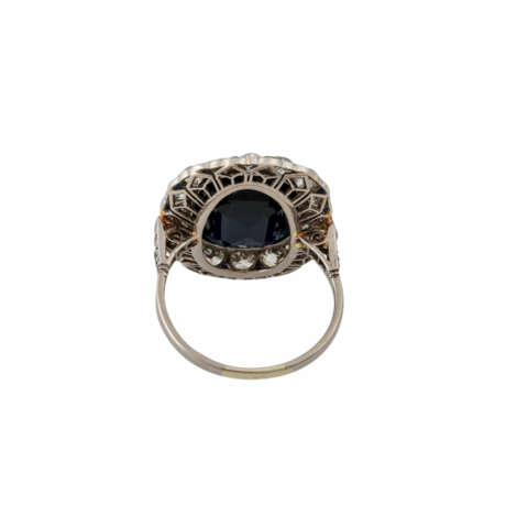 Ring mit dunkelblauem Saphir, ca. 7 ct, antik facettiert - photo 4