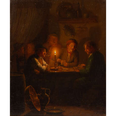 GULVER, J. ? (undeutlich signiert, Maler/in 19. Jahrhundert), "Kartenspiel im Wirtshaus", - фото 1