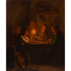 GULVER, J. ? (undeutlich signiert, Maler/in 19. Jahrhundert), "Kartenspiel im Wirtshaus",