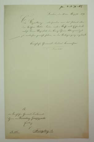 Preussen: Roter Adler Orden, 1. Klasse mit Eichenlaub Übersendungsschreiben des General der Infanterie Adolph von Rosenberg-Gruszczynski. - Foto 1