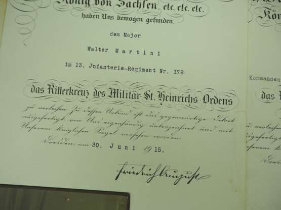 Sachsen: Urkundennachlass des Oberst und Kommandeur des Infanterie-Regiment Nr. 474 / Reserve-Infanterie-Regiment 241. - Foto 2