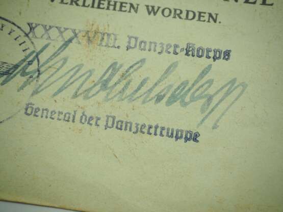 Tapferkeitsauszeichnung für Angehörige der Ostvölker, 2. Klasse in Bronze Urkunde für einen Rittmeister d. Res. - photo 2