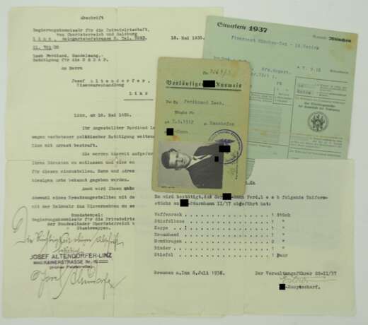 Dokumentennachlass eines voläufigen SS-Mitglieds aus Ranshofen, Österreich. - Foto 2