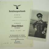 Urkunde für einen Obergefreiten und Fliegerschützen des Stuka-Geschwaders 1. - photo 1