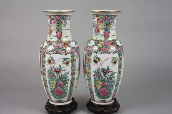 Paar Vasen Famille rose - Foto 2