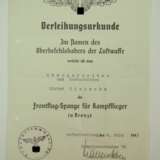 Frontflugspange für Kampfflieger, in Bronze Urkunde für einen Obergefreiten und Bordschützen im K.G. 76. - photo 1