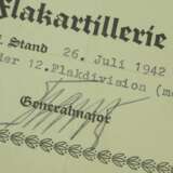 Flakkampfabzeichen der Luftwaffe Urkunde für einen Obergefreiten der 5./ Flakregiment 26. - фото 2