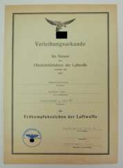 Erdkampfabzeichen der Luftwaffe Urkunde für einen Oberstleutnant der Fla/II-2578/i-257(ww).