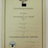 Erdkampfabzeichen der Luftwaffe Urkunde für einen Oberstleutnant der Fla/II-2578/i-257(ww). - Foto 1