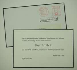Rudolf Heß - Trauer-Dankeskarte.